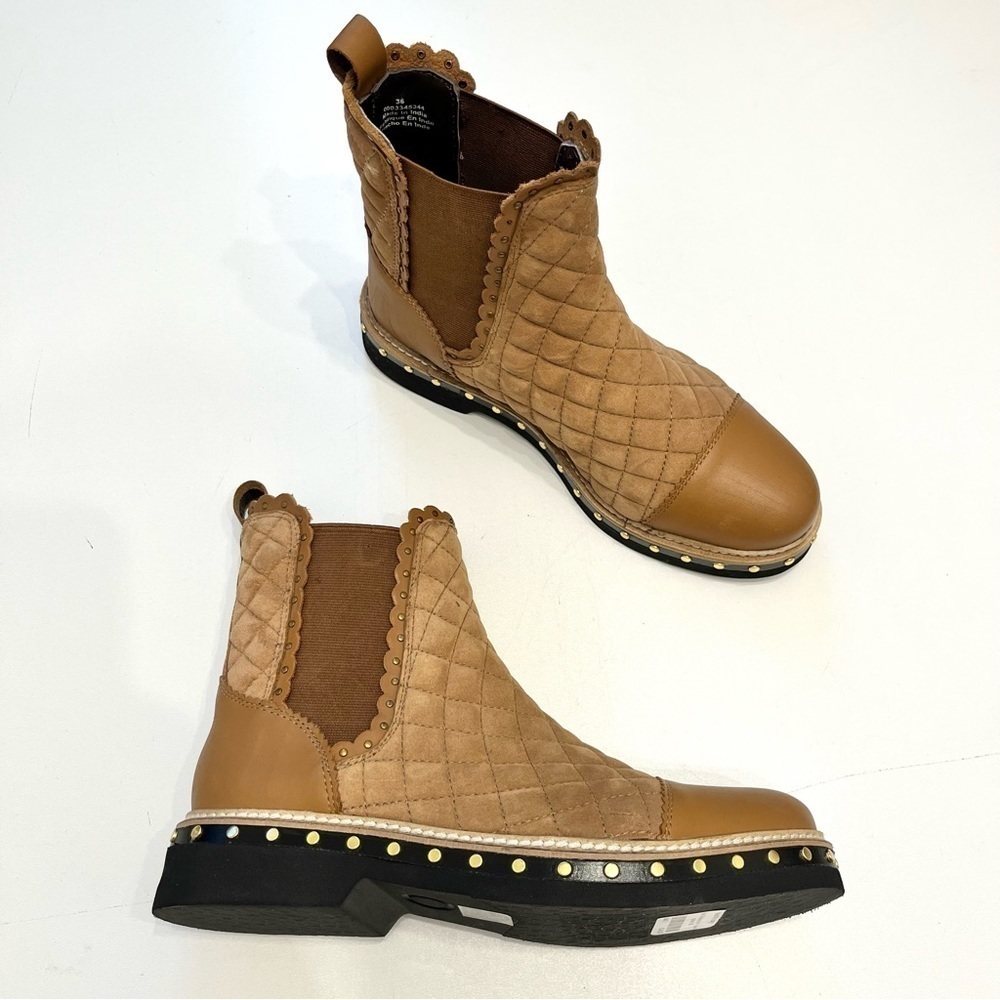 Free People Atlas Chelsea boot quilted camel NWT size 36 - Picture 2 of 9